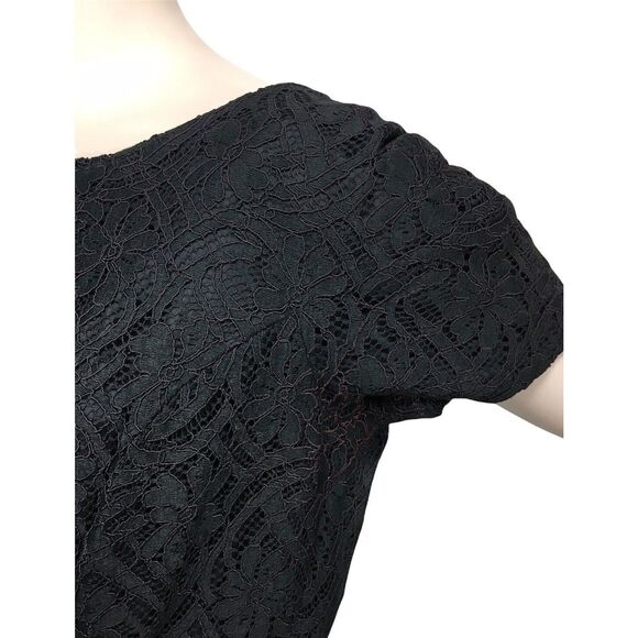 Vintage 40s 50s Lorch of Dallas Black Lace Cocktail Hostess Sheath Dress Medium - Picture 7 of 8
